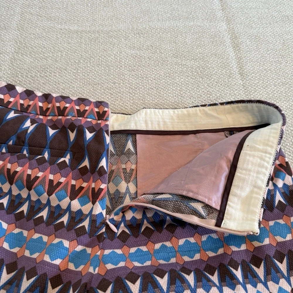 J Crew Shorts Tribal Print Back Zipper Cotton Stretch A6430 Womens‎ 6